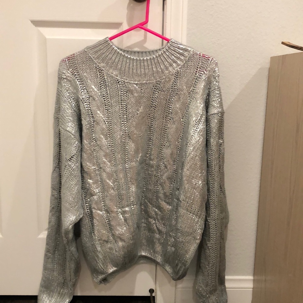Silver Metallic Sweater